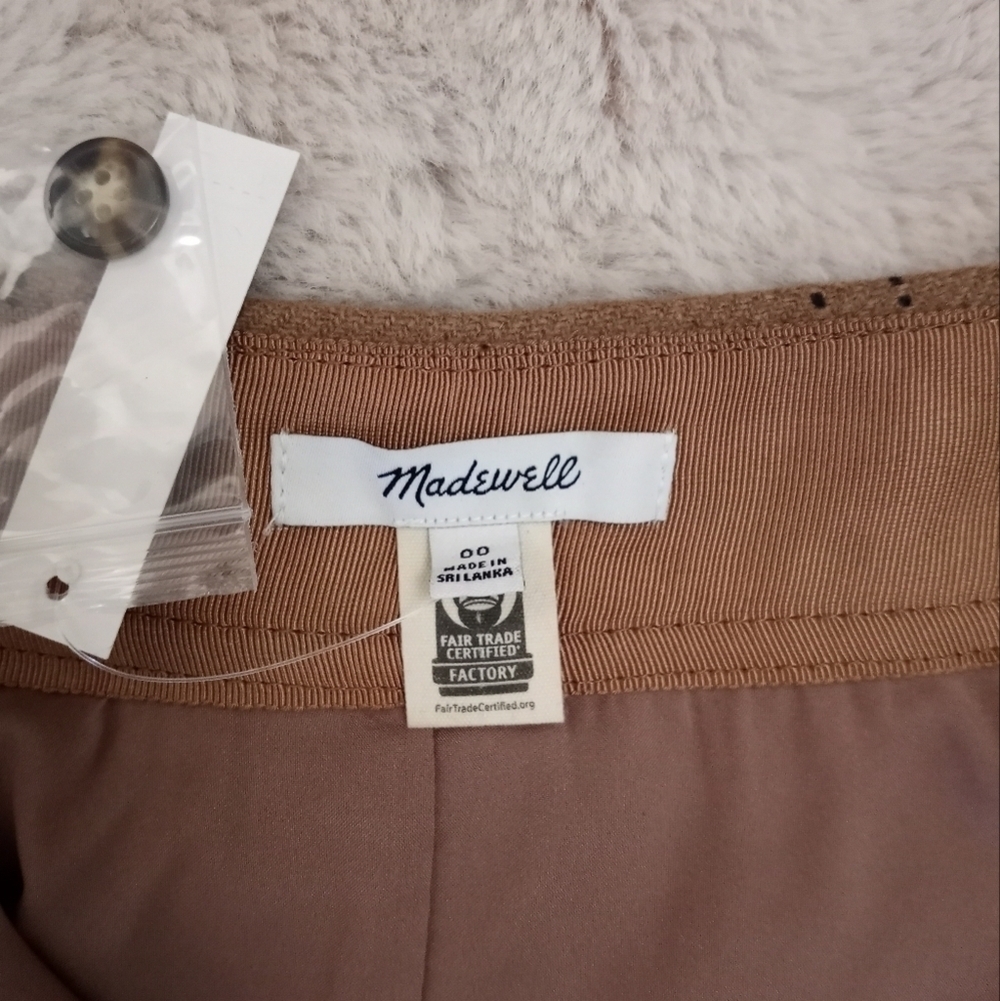 Madewell Tan Plaid English Countryside Preppy Cottagecore Casual Front Zip Skirt - Picture 3 of 5